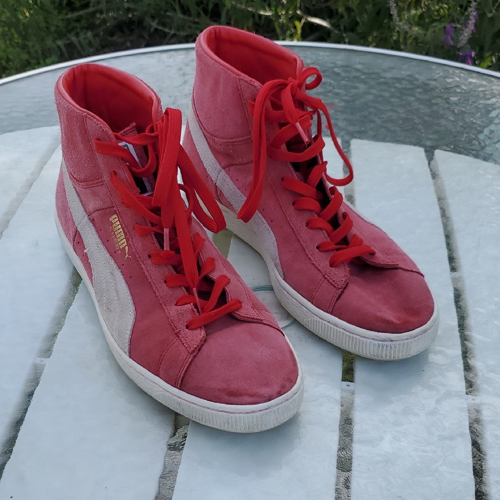 Puma Hi Tops Size US 12. Red With Gray And White. GPWC